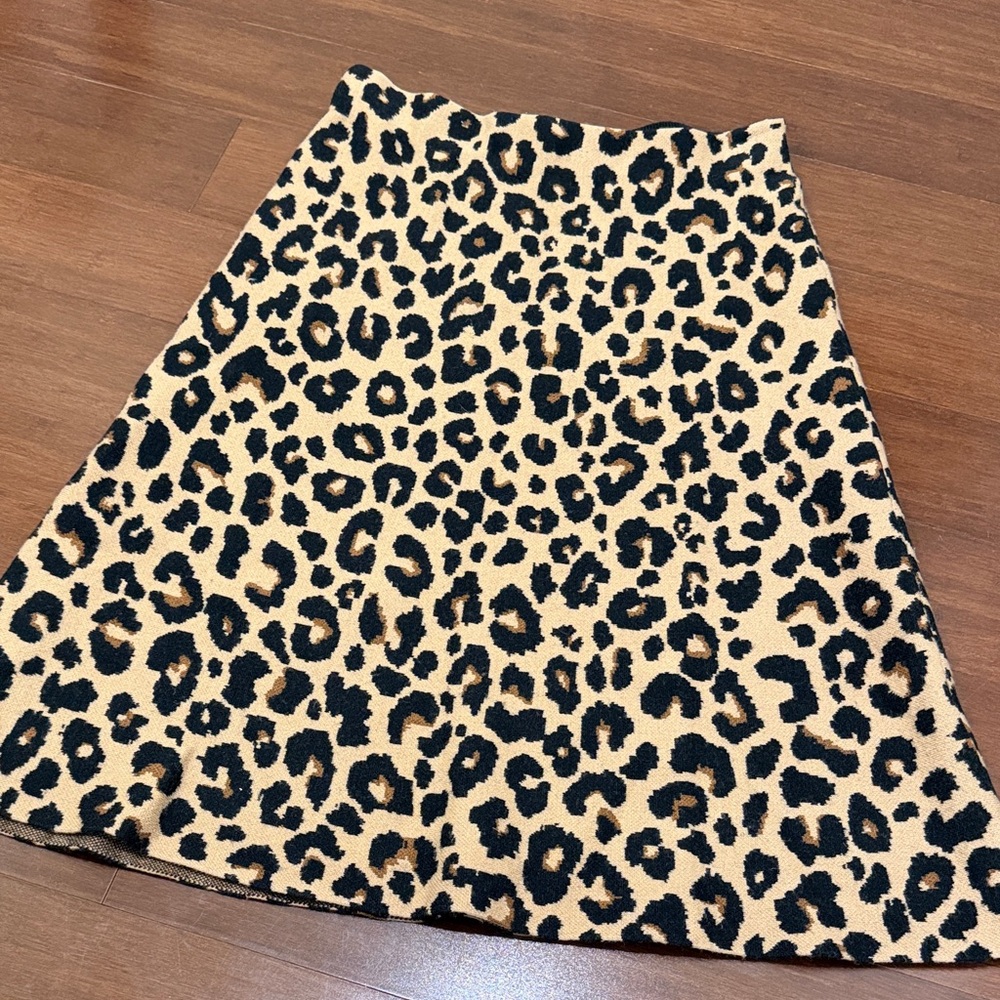 Ann Taylor Animal Print Sweater Material A-Line Skirt